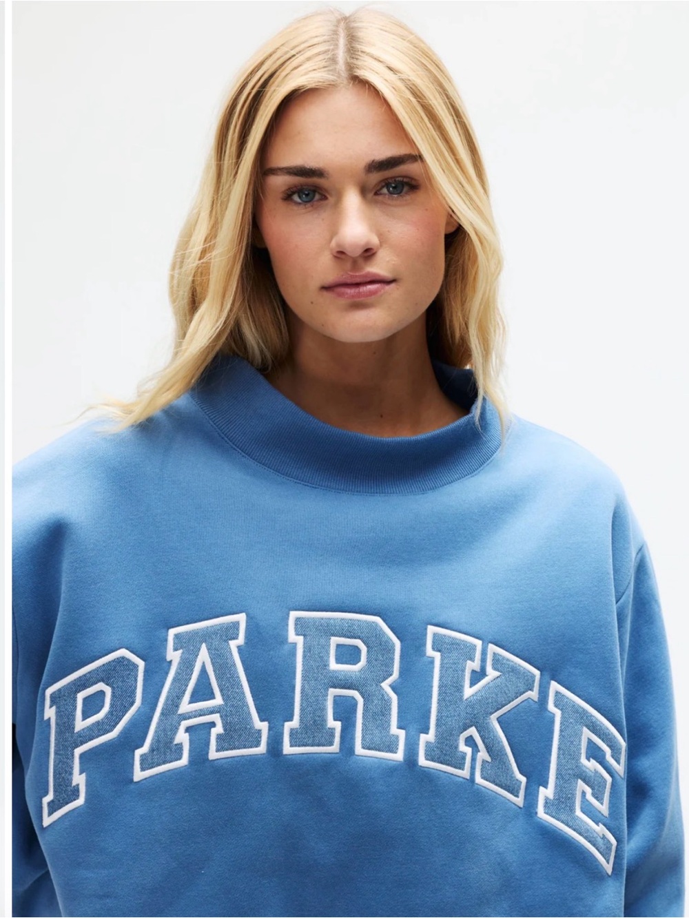 PARKE-Fleece-Vintage Denim Varsity Mockneck-Washed Indigo Vintage Denim- L/XL